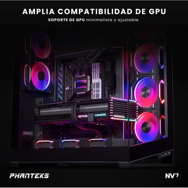 Detalle 1 de Phanteks NV7 D‑RGB Full Tower cristal templado USB-C negra 🖥