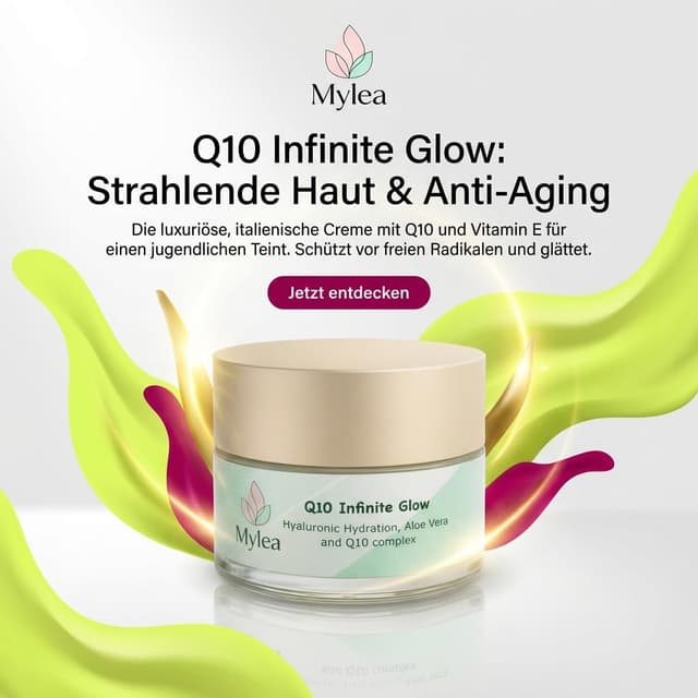 Detalle de Mylea Q10 Crema Viso Antirughe Nutriente 50 ml con Coenzima Q10, Acido Ialuronico e Aloe Vera