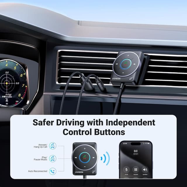 Detalle de UGREEN Aux Bluetooth 5.4 Adapter for Car
