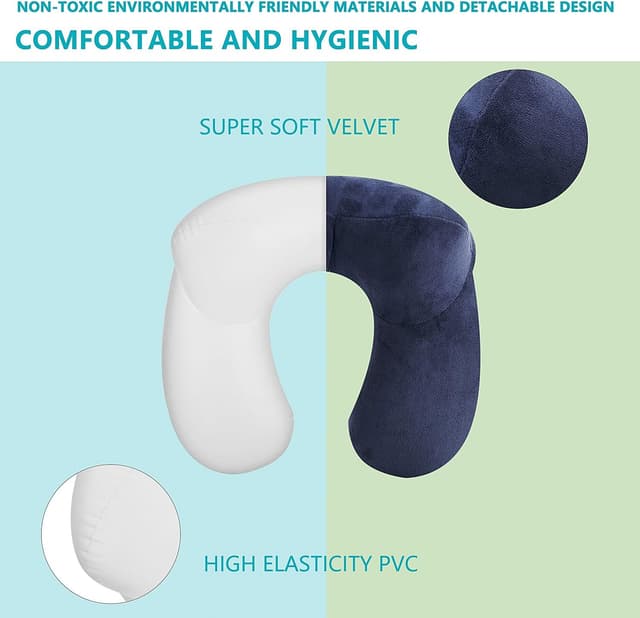 Thumbnail 4 de LUZWAY Oreiller de voyage gonflable en velours, housse lavable