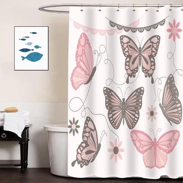 Thumbnail 2 de JOOCAR Design Shower Curtain Butterfly Lace 180cm