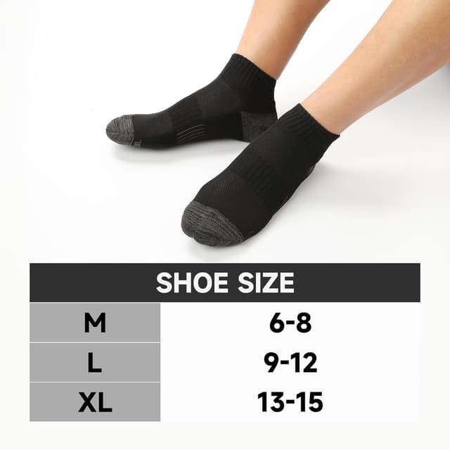 Detalle de BAMBOO COOL Men’s Bamboo Cool Ankle Socks (Low Cut, Cushioned, Moisture Wicking) — 6-Pack