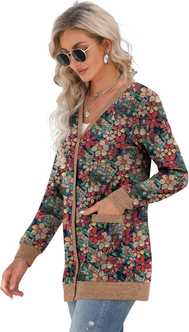 Detalle 2 de GRECERELLE women’s long sleeve open-front cardigan with ribbed knit and pocket