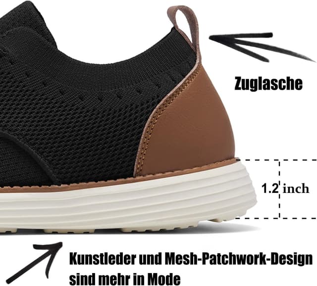Detalle de SHULOOK Herren atmungsaktive gestrickte Sneaker-Schuhe mit Schnürung (Memory-Foam-Einlegesohle)