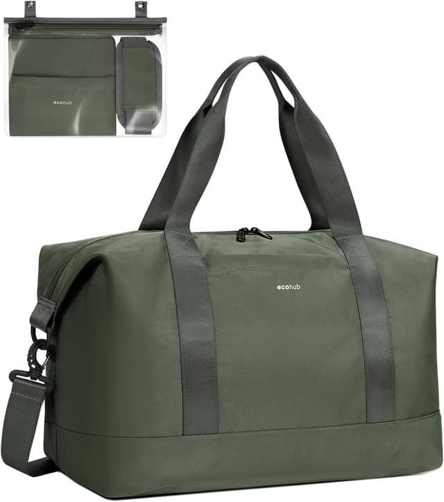 Detalle de ECOHUB Bagaglio a Mano Easyjet 45x36x20 30L: borsa pieghevole da cabina con tasca impermeabile (verde)