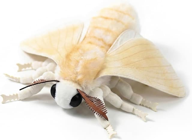 Detalle de PuffPurrs Silk Moth Plush (13in Rounded Body) – realistic soft insect toy for nature learning