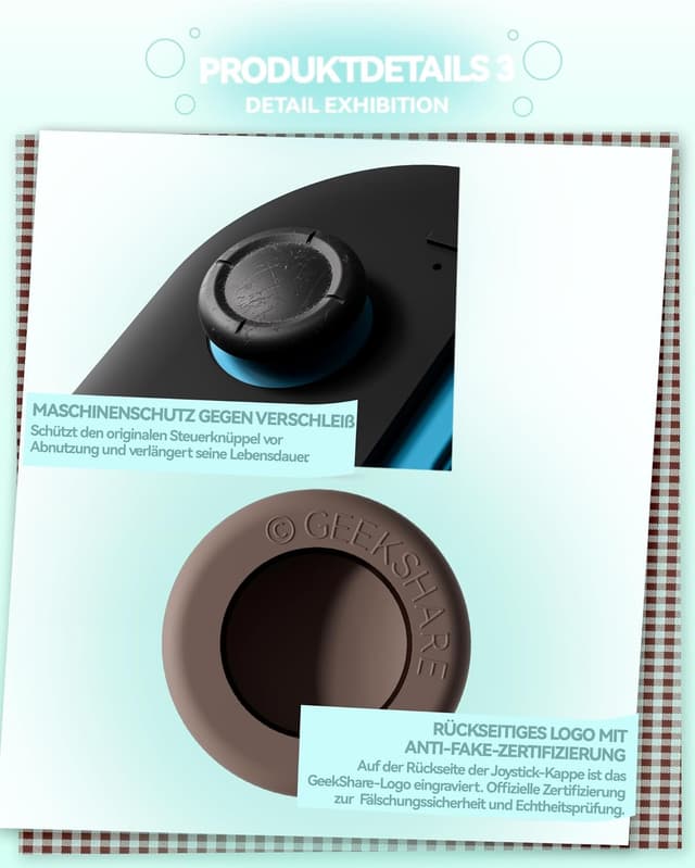 Detalle 2 de GeekShare Silikon-Joystick-Kappen für Switch 2 (2025) – Thumbstick-Grips, rutschfest, 4 Stück