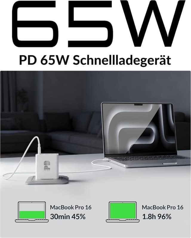 Detalle de TIBEITA MacBook Ladekabel 100 W 4-Port