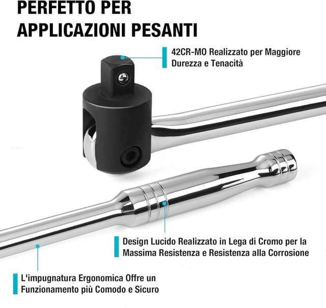 Detalle de DURATECH barra di rottura da 1/2" da 600 mm con testa flessibile 240°