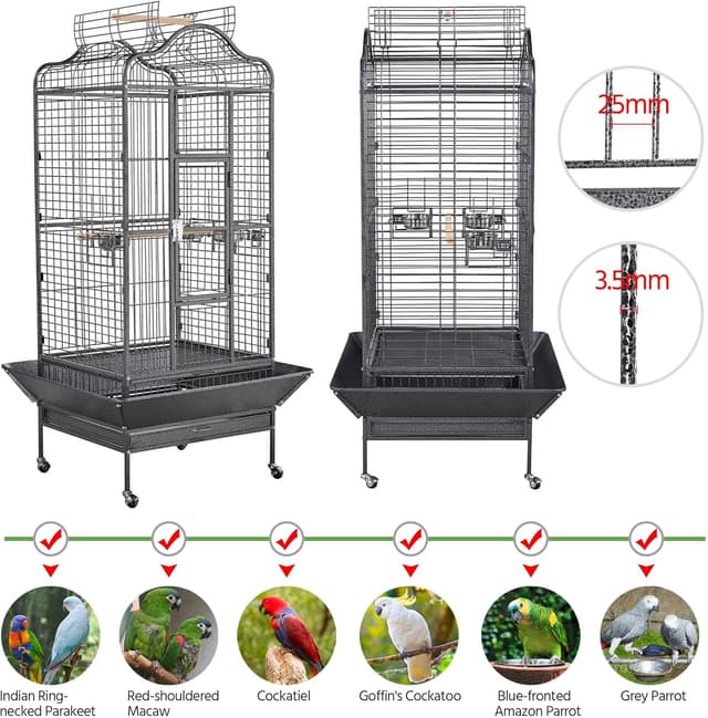 Thumbnail 2 de Yaheetech Rolling African Grey Parrot Cage 160cm