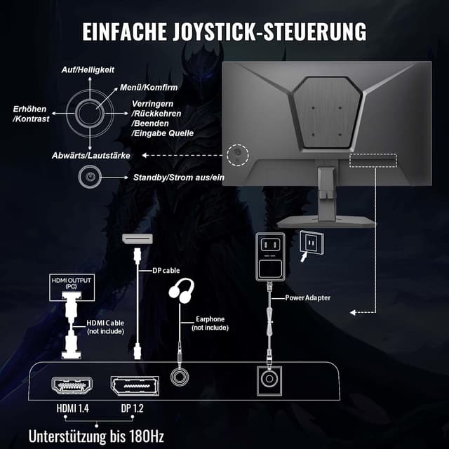 Thumbnail 6 de Minifire Gaming Monitor 24 Zoll MFG24F4L (Full HD, 180 Hz, 1 ms, FreeSync, HDR 10)