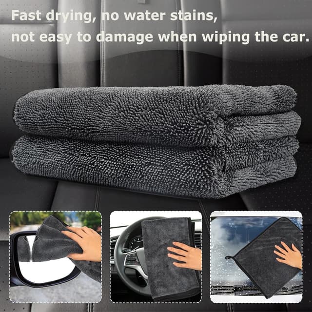 Thumbnail 6 de Leseed Mikrofasertücher Auto 60 x 40 cm 600 GSM Grau 🧼