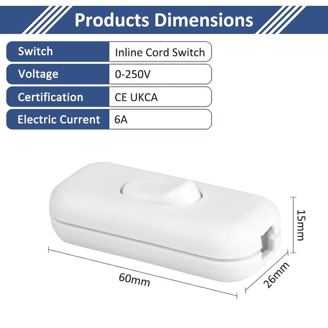 Thumbnail 1 de Interruttore Torpedo bianco 6A 250V per lampade