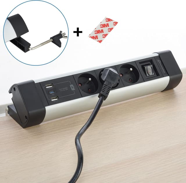 Thumbnail 3 de Electraline 35460 Bloc Multiprise Bureau 3 prises USB