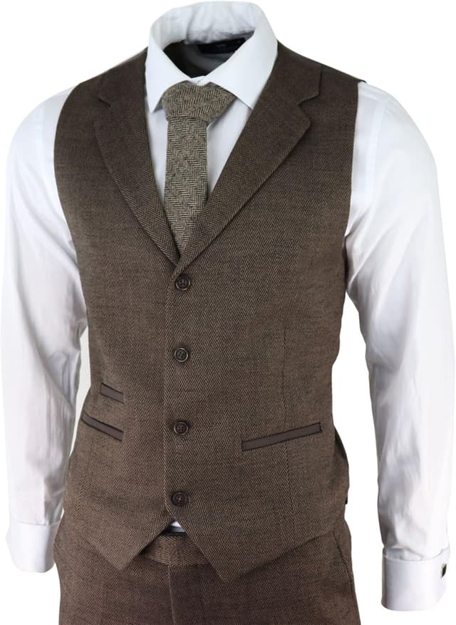 Thumbnail 2 de Mens Herringbone Tweed 3 Piece Suit Blue 32