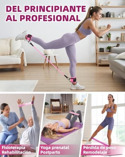 Detalle de Set de Bandas elásticas Mexlyca (12 piezas): bandas TPE 5 a 40 lb y tobilleras ajustables 10 a 30 lb