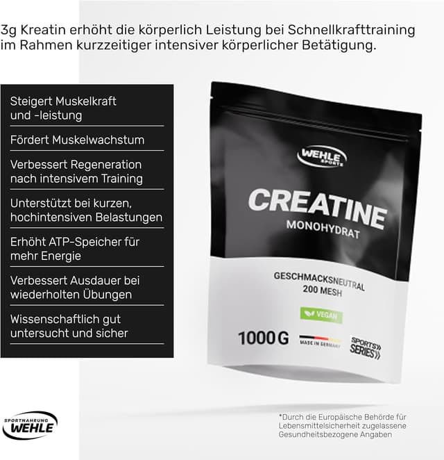 Detalle de Wehle Sports Creatin Monohydrat 1kg Pulver