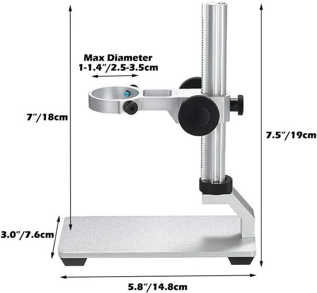Detalle de Ninyoon Universal Microscope Stand Pro – adjustable aluminium alloy base for USB/digital/WiFi microscopes