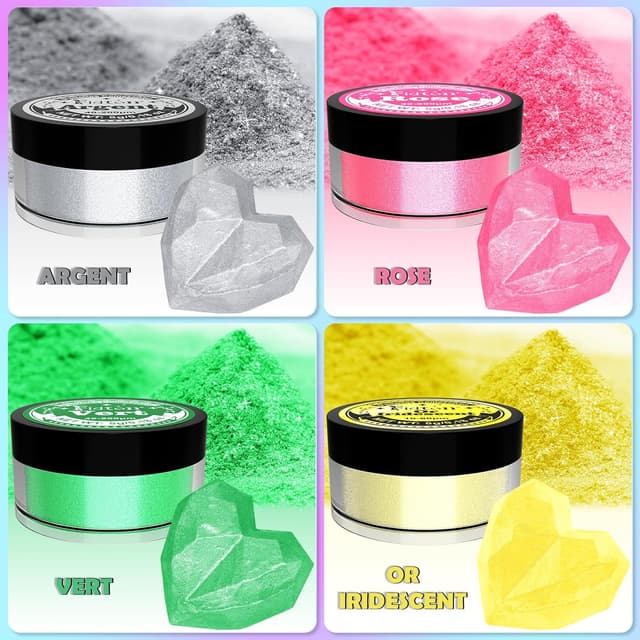 Detalle de Paillettes comestibles Fidton – kit 4 couleurs vives pour décoration de gâteaux et cocktails (5 g)