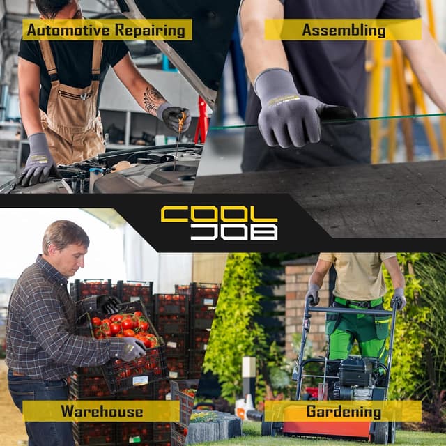 Detalle de COOLJOB 3 Paar Touchscreen-Gartenhandschuhe für Herren (Arbeitshandschuhe) Größe 7 – rutschfest & ölresistent