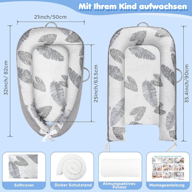 Thumbnail 2 de URMYWO Babynest 90x50 cm Kokon für Neugeborene