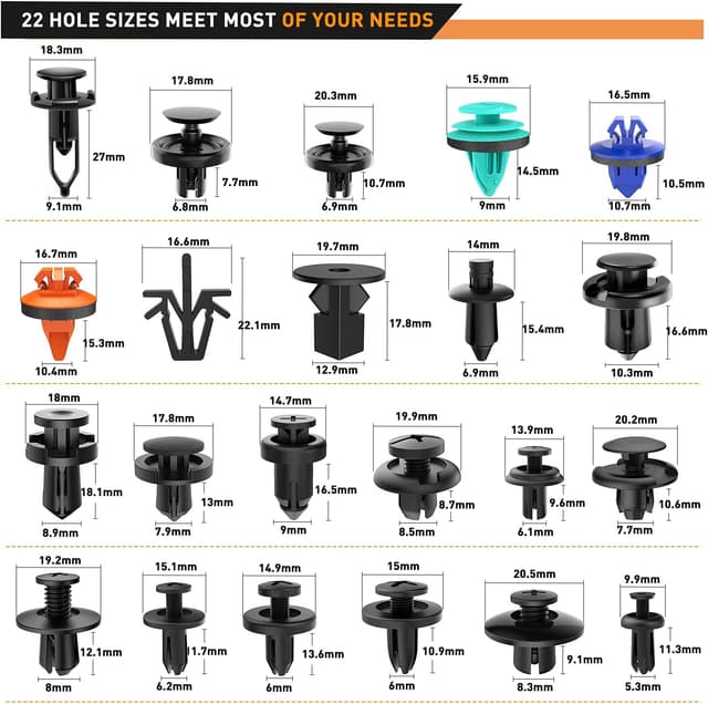 Detalle de GOOACC 680-Piece Car Push Retainer Clips & Auto Fasteners Assortment Kit (Nylon Bumper & Fender Rivets)