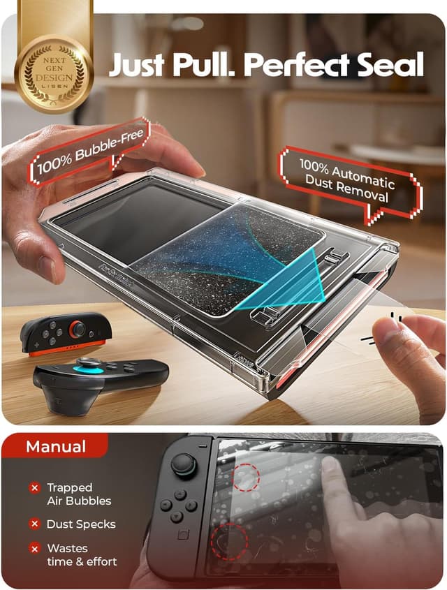 Detalle de LISEN Screen Protector for Nintendo Switch 2 2-pack