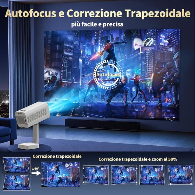 Thumbnail 6 de MENIOO Mini Projector 4K con WiFi 6, Bluetooth 5.4 e Auto Focus