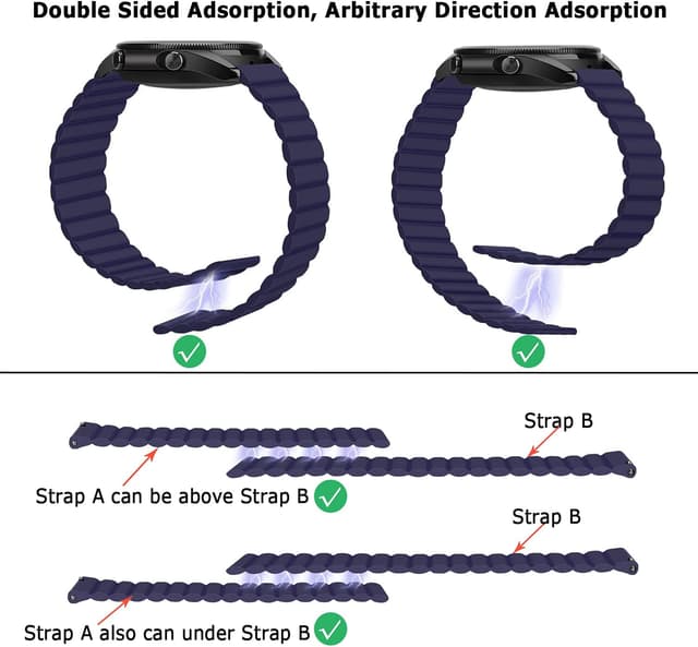 Detalle de Tasikar 20mm silicone magnetic strap for Galaxy Watch