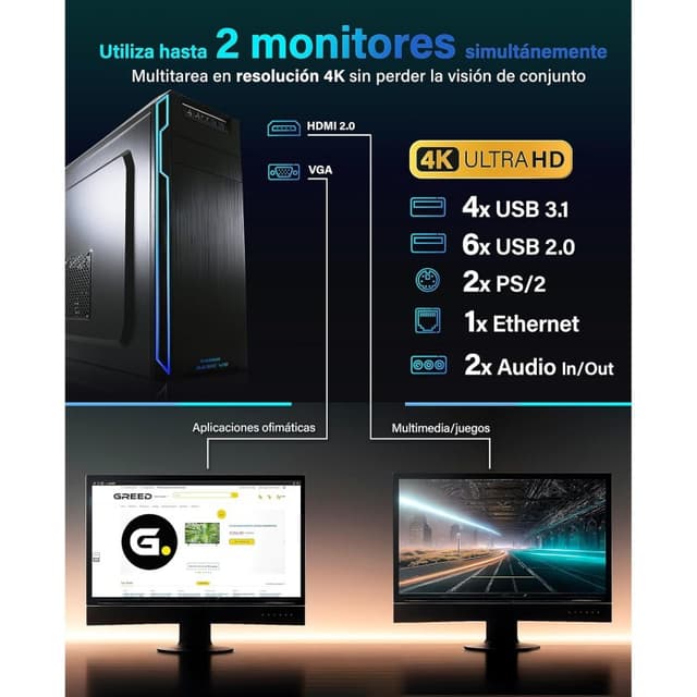 Detalle 2 de GREED Multimedia V2 PC sobremesa 512 GB SSD