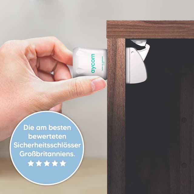 Detalle de Aycorn magnetisches Schrankschloss für Kinder & Babys – 10 Schlösser, 2 Schlüssel, ohne Bohren