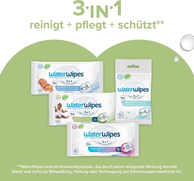 Thumbnail 6 de WaterWipes Sensitive+ Baby- und Kleinkind-Feuchttücher 3-in-1, parfümfrei – 12er Pack (720 Stück)