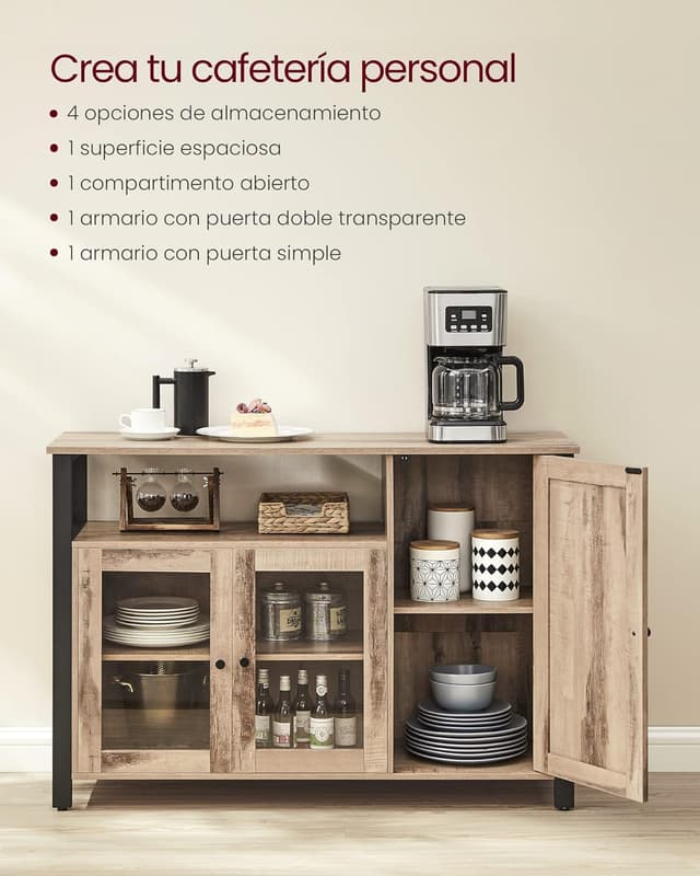 Thumbnail 3 de VASAGLE Aparador Estilo Casa de Campo 🏡, 3 Puertas, Multifuncional