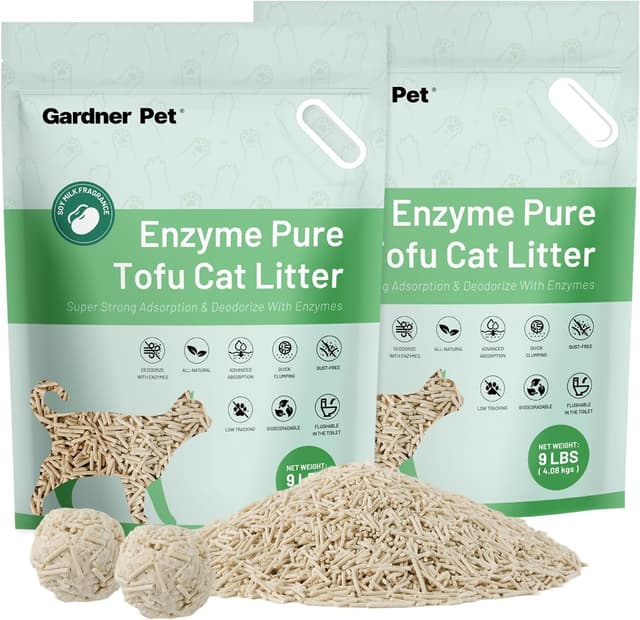 Detalle de Gardner Pet Tofu Katzenstreu mit Enzymen, staubfrei & schnell klumpend (8,2 kg)