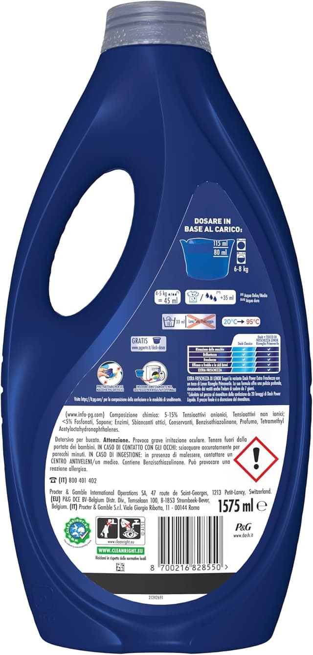 Detalle de Dash Power detersivo liquido per lavatrice con Freschezza di Lenor, 140 lavaggi (4x35)