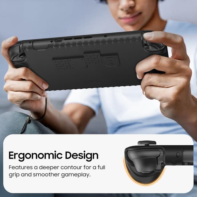 Detalle de FINTIE Hülle für Nintendo Switch 2 (2025) mit Spielkartenfächern – weiches Silikon, rutschfest, stoßdämpfend, schwarz