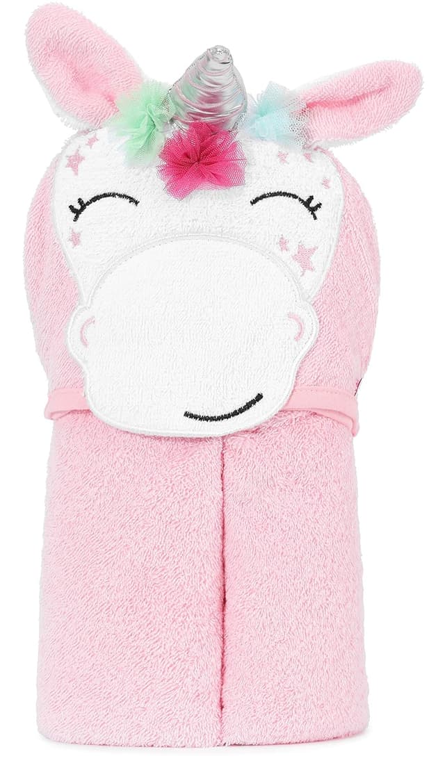 Detalle 2 de Be Mammy Kapuzenhandtuch für Babys (95 x 95 cm) aus Baumwolle – Rosa mit Einhorn