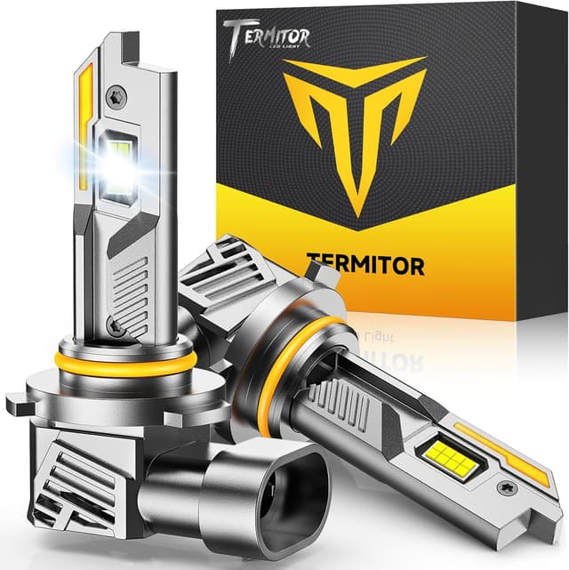 Detalle de Termitor Upgraded 9012/HIR2 Light Bulbs (Pack of 2) — 6500K Cool White, 360° Adjustable Plug-and-Play