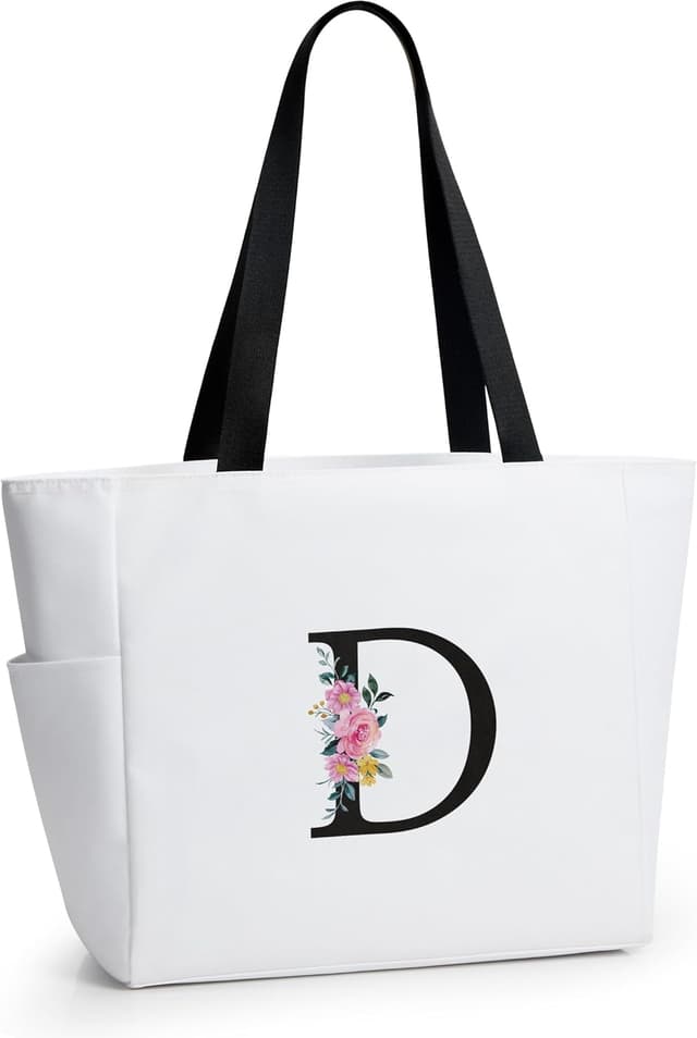 Imagen de KALIDI personalised zip tote bag (A–Z monogram) – large nylon shopper en OfertitasTOP