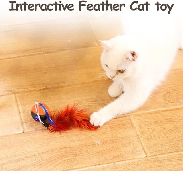 Detalle de Migipaws Interactive Cat Ball Toy Set (Orange) – automatic rolling chase ball with fluffy tail