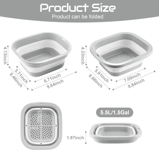 Thumbnail 2 de SINGARO 1.5 Gal Collapsible Dish Basin