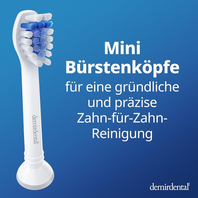 Detalle de 8er demirdental Mini Sensitive Aufsätze für Philips Sonicare Ersatzbürsten (HX6088) – weich & klein, für sensible Zähne