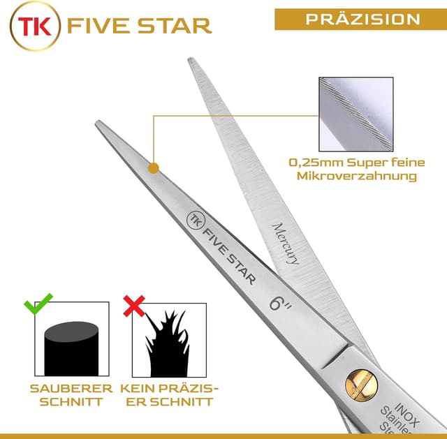 Detalle de TK Five Star Mercury Friseurschere 6 Zoll