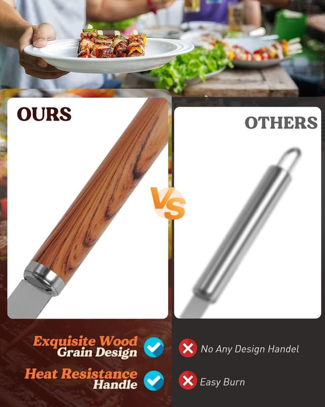 Detalle de KALAHOL 7-in-1 extra thick stainless steel BBQ tools set with storage bag