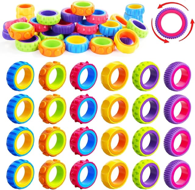 Detalle de OleOletOy Sensory Spinner Rings (24-piece bulk) for kids