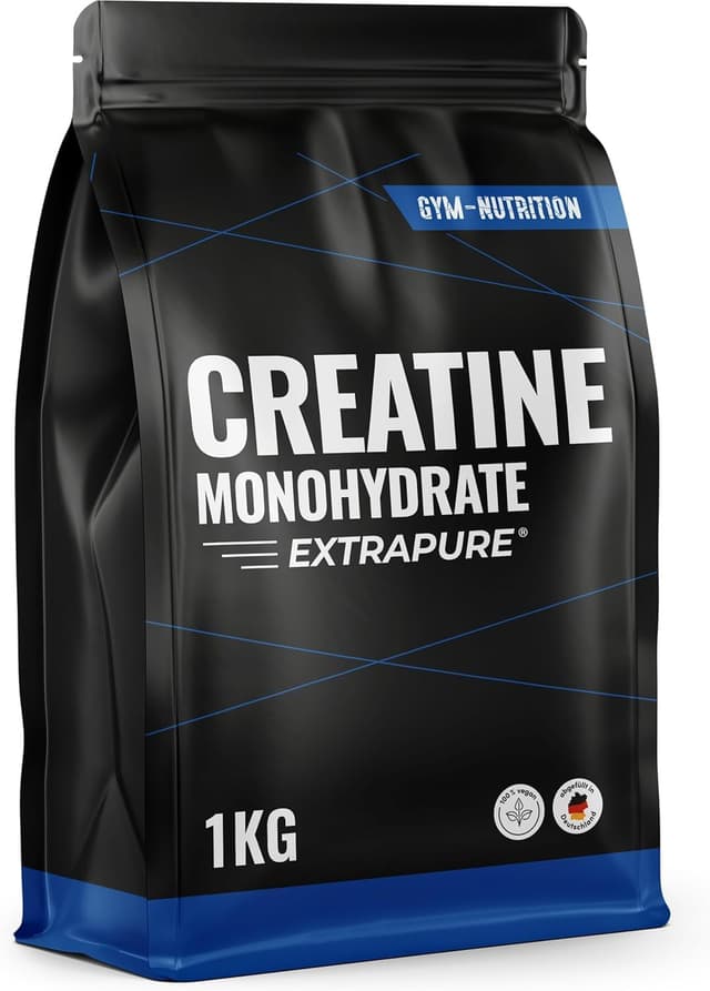 Detalle de Creatine Monohydrate Poudre 1 kg Extrapure® avec inuline (vegan) – fabriquée en Allemagne