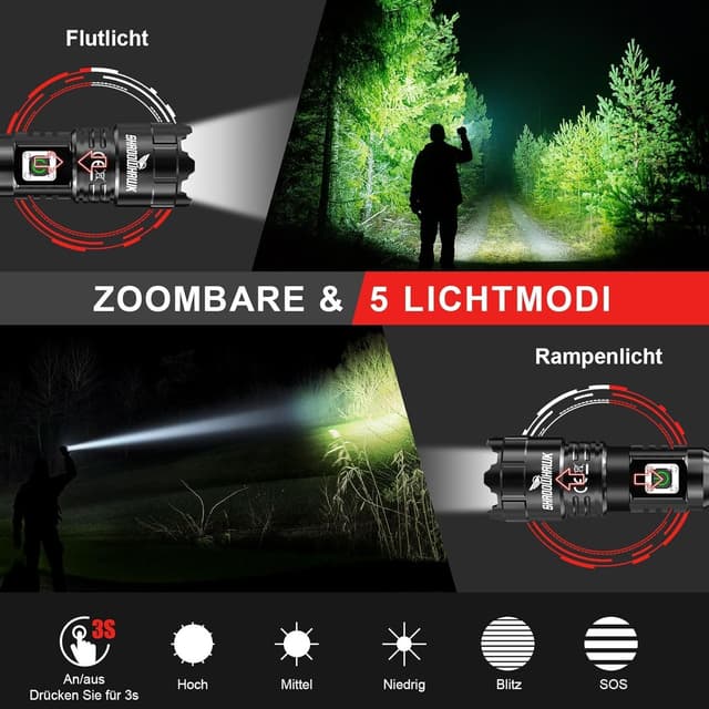 Detalle 1 de Shadowhawk S9322 500000 Lumen Taschenlampe đŠ