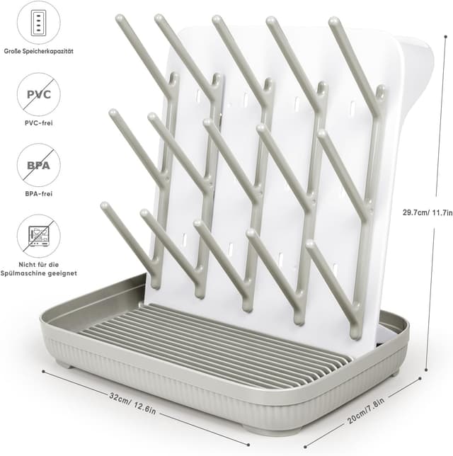 Detalle 1 de Termichy Baby Bottle Drying Rack (Large Vertical) – BPA-free, space-saving vertical dryer for bottles and pump parts (Khaki)