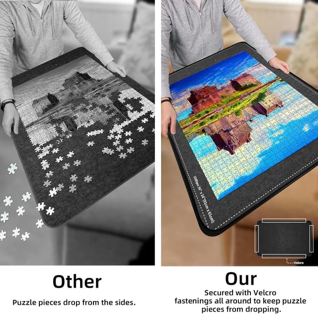 Thumbnail 6 de MOZOOSON Puzzlebrett für bis zu 1.500 Teile – faltbare Puzzlematte mit 8 Sortierfächern