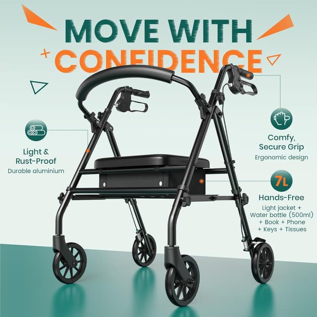 Detalle de Luckfaith LR01 folding rollator walker